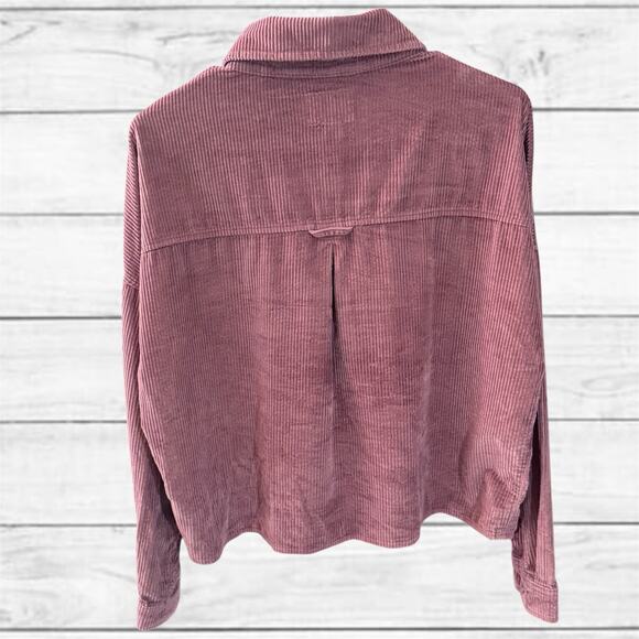 9. American Eagle Outfitters corduroy Long-sleeve Semi Crop Shacket Medium - Picture 2 of 5